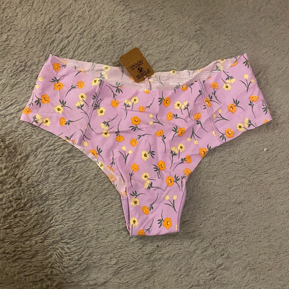 PINK Lilac w/ Orange Floral Seamless Panty